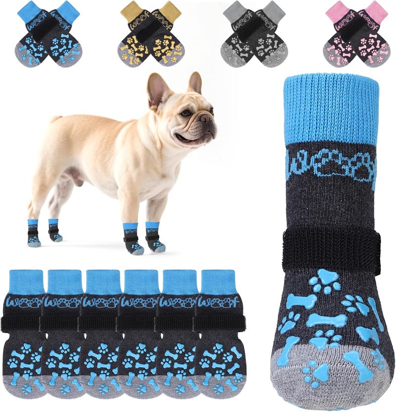 KOOLTAIL Anti Slip Dog Socks to Prevent Licking and Slipping, Winter Warm Pet Shoes Booties for Hardwood Floors, Adjustable Extra-Thick Grip Dog Boots & Paw Protectors for Small Medium Large Senior,L - Image 1